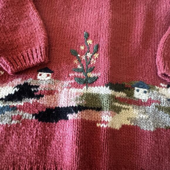 Vintage Dobrila Hand-Knitted Wool Sweater Womens XL Cardigan Houses 80s No Label - Picture 6 of 14